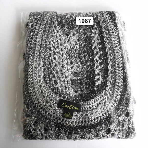 CARTISE Gray & White Crochet Dress, Top or Bathing Suit Coverup - Size Large - Picture 7 of 7